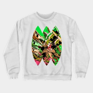 Green Explosive Fight Retro Vintage Reimagined: Exploring Fantasy, Sci-Fi, Art, and Comic Book Design Elements Crewneck Sweatshirt